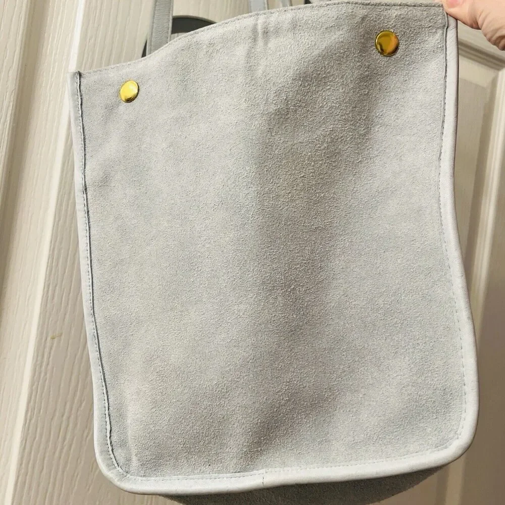 Margot New York‎ Jamee Suede Tote Double Handle Blue TikTok Viral Makeup Pouch